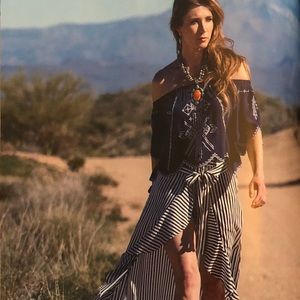 Navy and white wrap skirt with skort